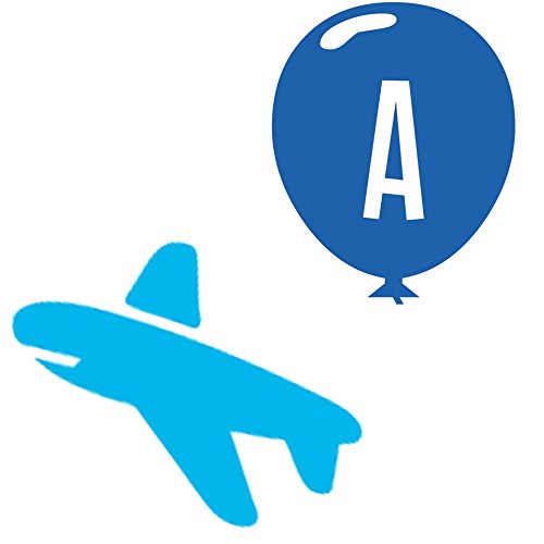 Picniva Custom Baby Name Wall Decal, Blue Airplane, Font Four
