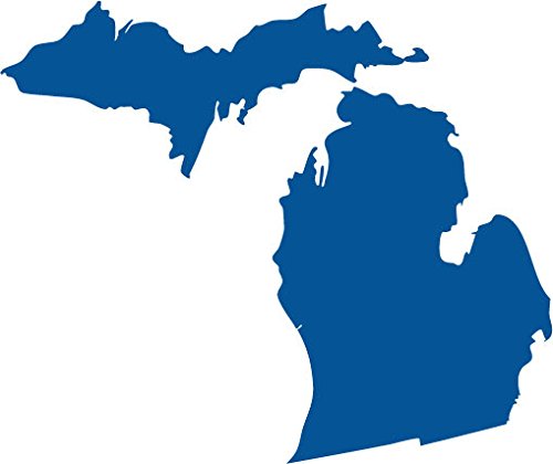 Picniva Blue Michigan MI State Map Car Vinyl Decal, 3 in - Color: blue - Size: 3 inches