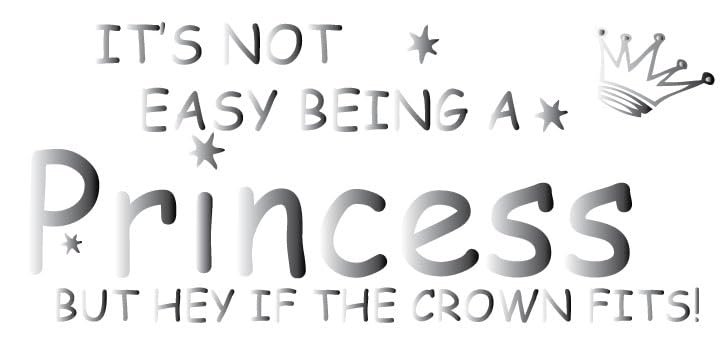 Picniva Not Easy Being a Princess Vinyl Wall Decal, Silver, 10 x 22 in