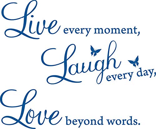 Picniva Live Every Moment Quote Vinyl Wall Decal, Blue, 15 x 22 in