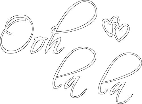 Picniva Ooh Lala Hearts French Quote Wall Decal, White, 24.5 x 18 in