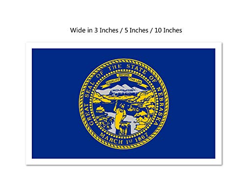 Picniva Nebraska State Flag Vinyl Car Bumper Window Sticker, 10 in Wide