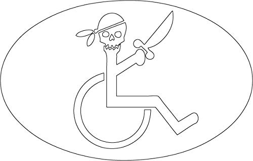 Decaltor Wheelchair Pirate Vinyl Decal for Car Window Laptop, 5 x 3 in