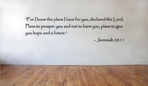 Picniva Jeremiah 29:11 Bible Verse Vinyl Wall Decal, Black, 23 x 6 in