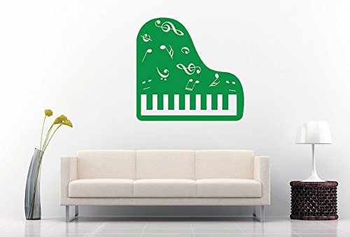Picniva Grand Piano Music Notes Wall Decal, Green 10 in