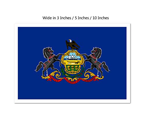Picniva Pennsylvania State Flag Vinyl Car Bumper Window Sticker, 10 in Wide