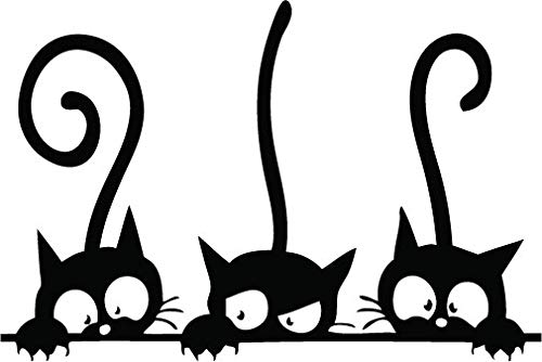 Decaltor Three Peeking Cats Vinyl Wall Decal for Home Decor