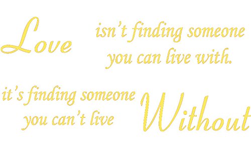 Picniva Love Without Quote Vinyl Wall Decal, Yellow 22 x 10 in
