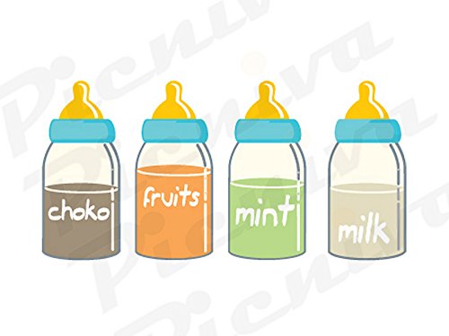 Picniva Milk Bottle Clear Vinyl Wall Stickers, A4, 2 in Tallest