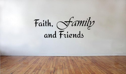 Picniva Matte Black Faith Family Friends Vinyl Wall Decal Christian Decor