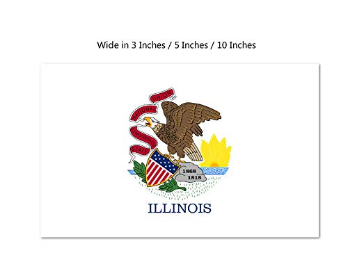 Picniva Illinois State Flag Vinyl Car Bumper Window Sticker, 10 in Wide