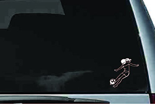 Picniva Soccer Girl Sty8 Vinyl Car Window Decal, Approx 5 in