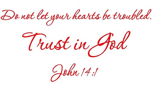 Picniva John 14:1 Bible Verse Wall Decal, Red, 22 x 10 in, Trust God