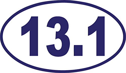 Decaltor 13.1 Half Marathon Oval Vinyl Decal, 3 x 5 in, Car Window Sticker