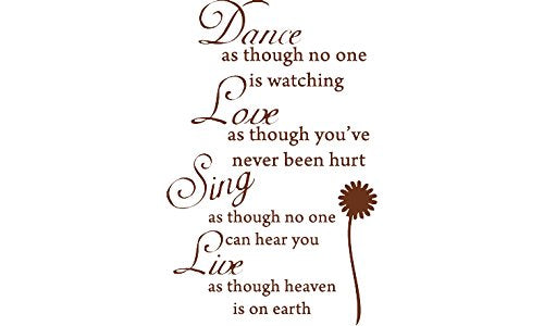 Picniva Dance Love Sing Live Vinyl Wall Decal, Brown, 15 x 23 in, Quote