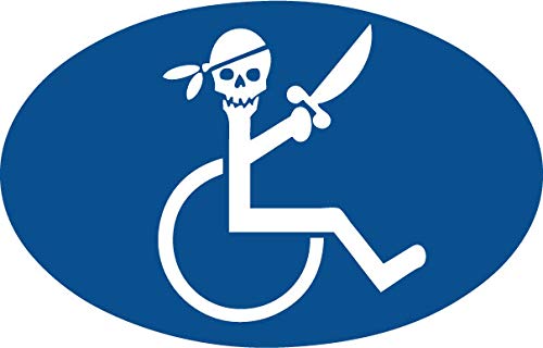 Decaltor Wheelchair Pirate Vinyl Decal for Car Window Laptop, 5 x 3 in
