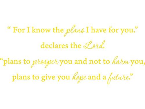 Picniva Jeremiah 29:11 Scripture Wall Decal, Yellow, 22 x 9 in