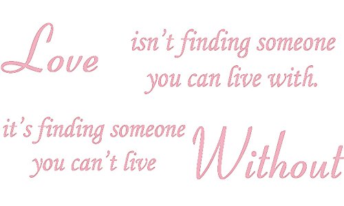 Picniva Love Without Quote Vinyl Wall Decal, Pink 22 x 10 in