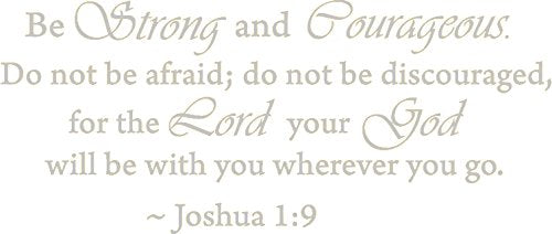 Picniva Joshua 1:9 Bible Verse Wall Decal, Silver, 10 x 22 in