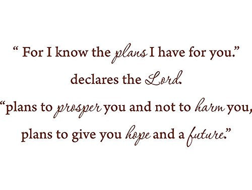 Picniva Jeremiah 29:11 Scripture Wall Decal, Brown, 22 x 9 in