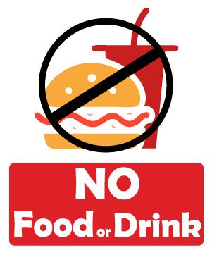 Picniva No Food or Drink Notice Stickers, 5 in, Two Pack