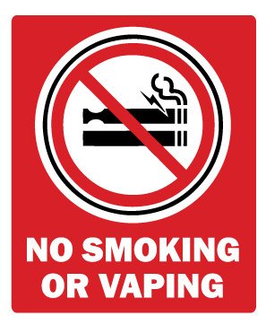 Picniva No Smoking or Vaping Notice Stickers, Two Pack