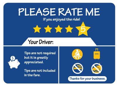 Picniva Please Rate Me Taxi Stickers, 5 in, Two Pack
