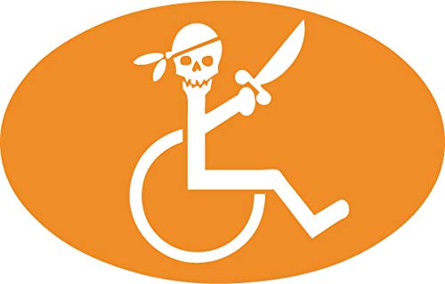 Decaltor Wheelchair Pirate Vinyl Decal for Car Window Laptop, 5 x 3 in