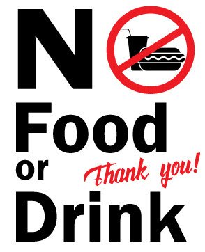 Picniva No Food or Drink Notice Stickers, 5 in, Two Pack