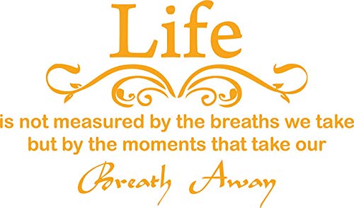 Picniva Life Is Not Measured Quote Vinyl Wall Decal, Gold, 22 x 12 in