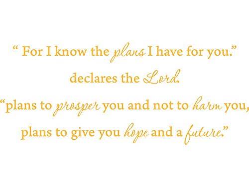 Picniva Jeremiah 29:11 Scripture Wall Decal, Gold, 22 x 9 in