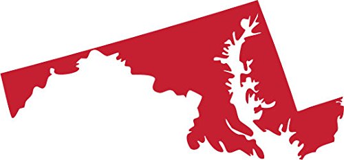 Picniva Red Maryland MD State Map Car Vinyl Decal, 3 in - Color: red - Size: 3 inches