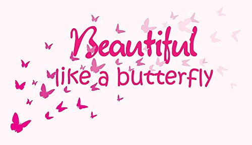 Picniva Beautiful Like a Butterfly Wall Decal, Nursery Quote Decor