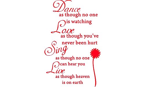 Picniva Dance Love Sing Live Vinyl Wall Decal, Red, 15 x 23 in, Quote