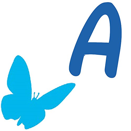 Picniva Custom Baby Name Wall Decal, Blue Butterfly, Font Two