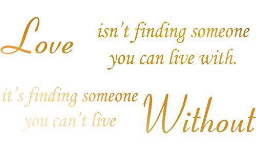 Picniva Love Without Quote Vinyl Wall Decal, Gold Chrome Mirror 22 x 10 in