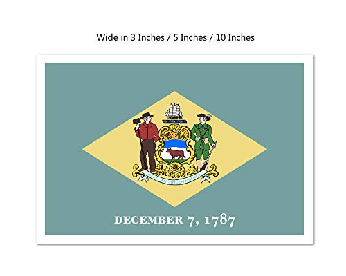 Picniva Delaware State Flag Vinyl Car Bumper Window Sticker, 10 in Wide