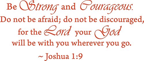 Picniva Joshua 1:9 Bible Verse Wall Decal, Orange, 10 x 22 in