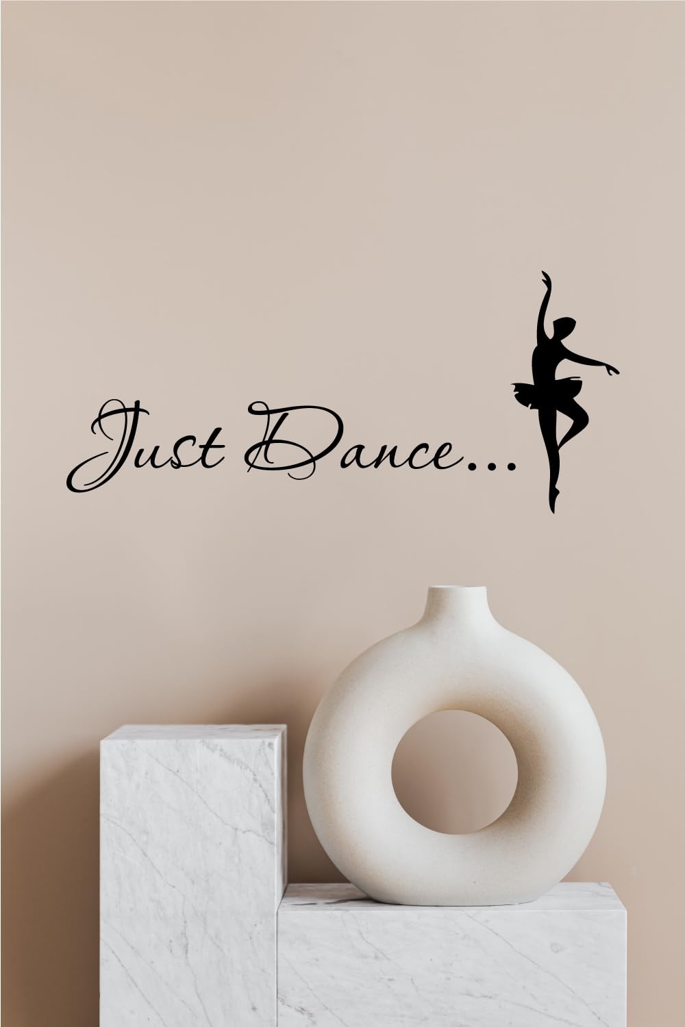 Picniva Just Dance Quote Wall Decal with Ballerina, Yellow 15 x 35 in