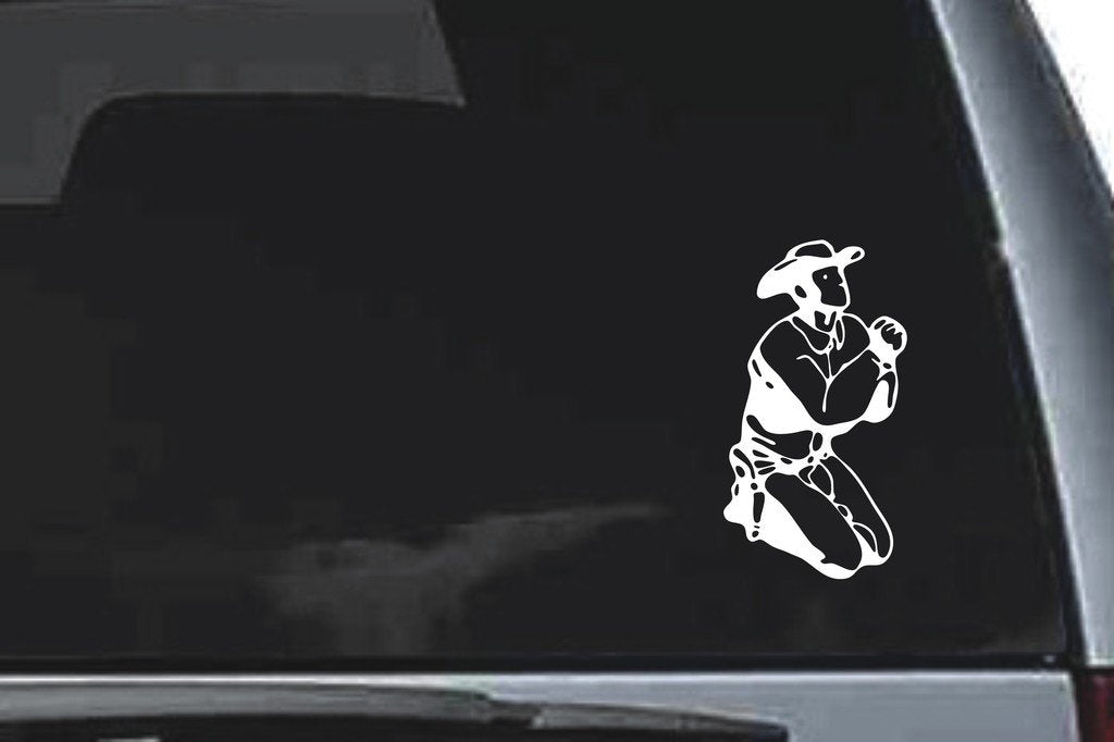 Picniva Cowboy Sty2 Vinyl Car Window Decal, Approx 5 in