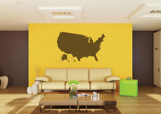 Picniva Brown US State Map Removable Vinyl Wall Decal Geography Classroom - Color: Brown
