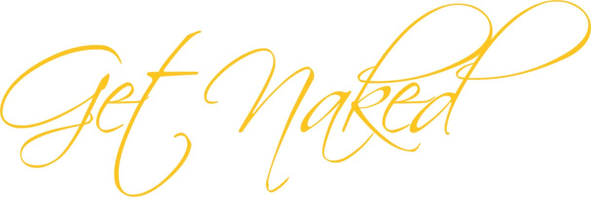 Picniva Get Naked Vinyl Bathroom Wall Decal, Yellow, 10 x 34 in