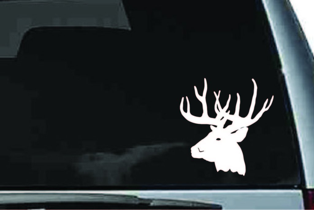 Picniva Deer Head Sty1 Vinyl Car Window Decal, Approx 5 in