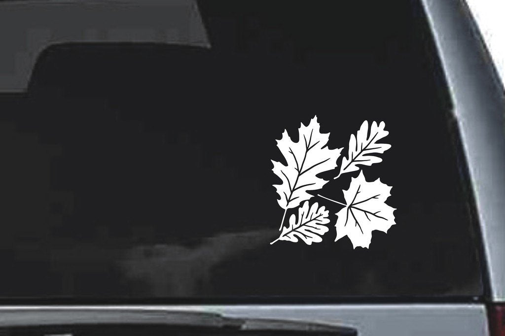 Picniva Lobed Leaf Cluster Sty6 Vinyl Car Window Decal, Approx 5 in