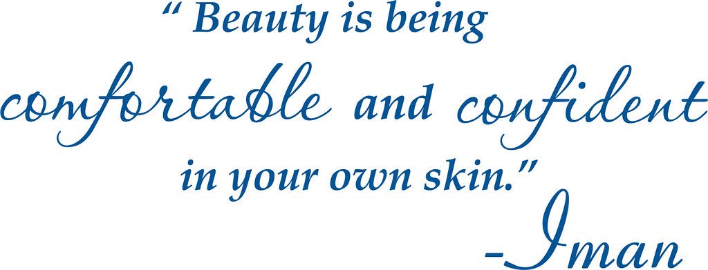 Picniva Blue 22x9 Beauty Comfortable Confident Skin Vinyl Wall Decal Quote