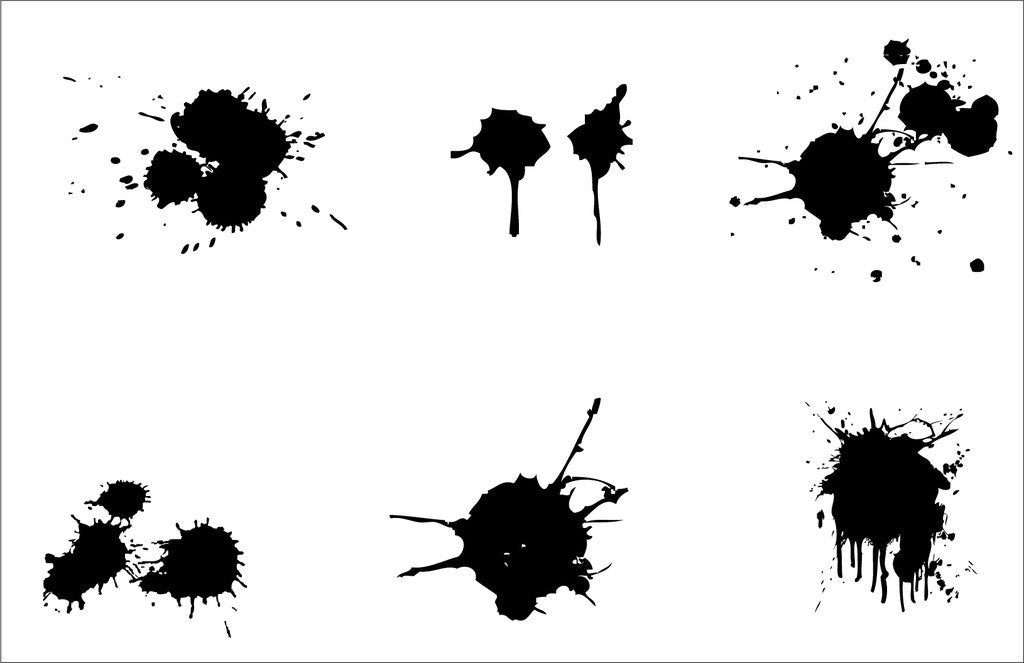 Picniva Splatter Assortment Wall Decals, Black, 10 in Height, DOTPR12A