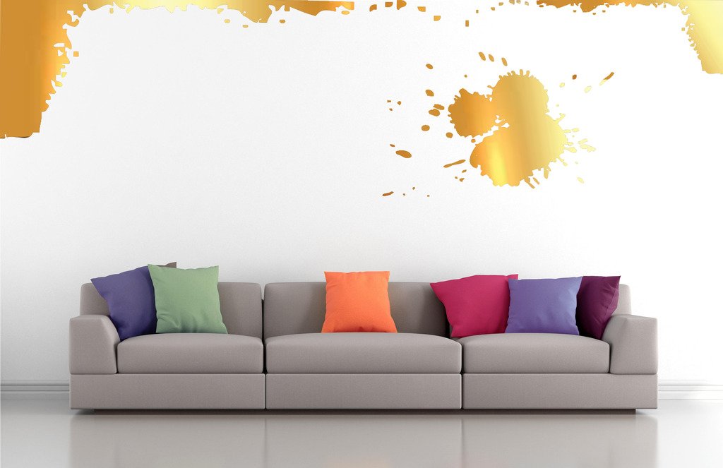 Picniva Splatter Corners Wall Decals, Gold (Chrome Mirror), 10 in Height