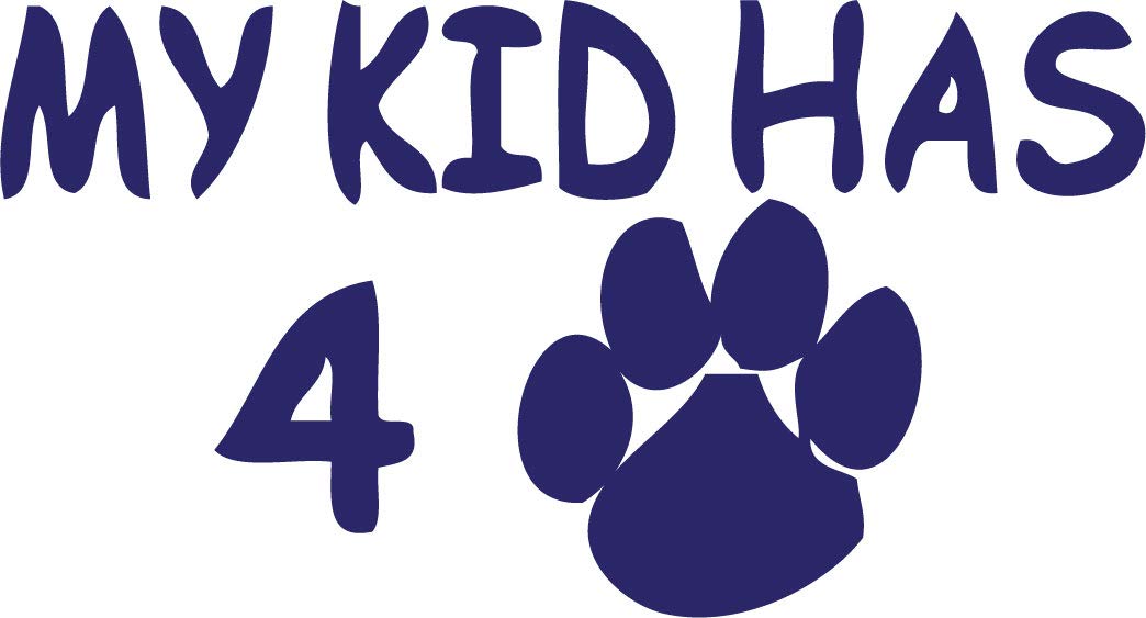 Decaltor My Kid Has Four Paws Vinyl Decal, 5 in, Car Window Sticker