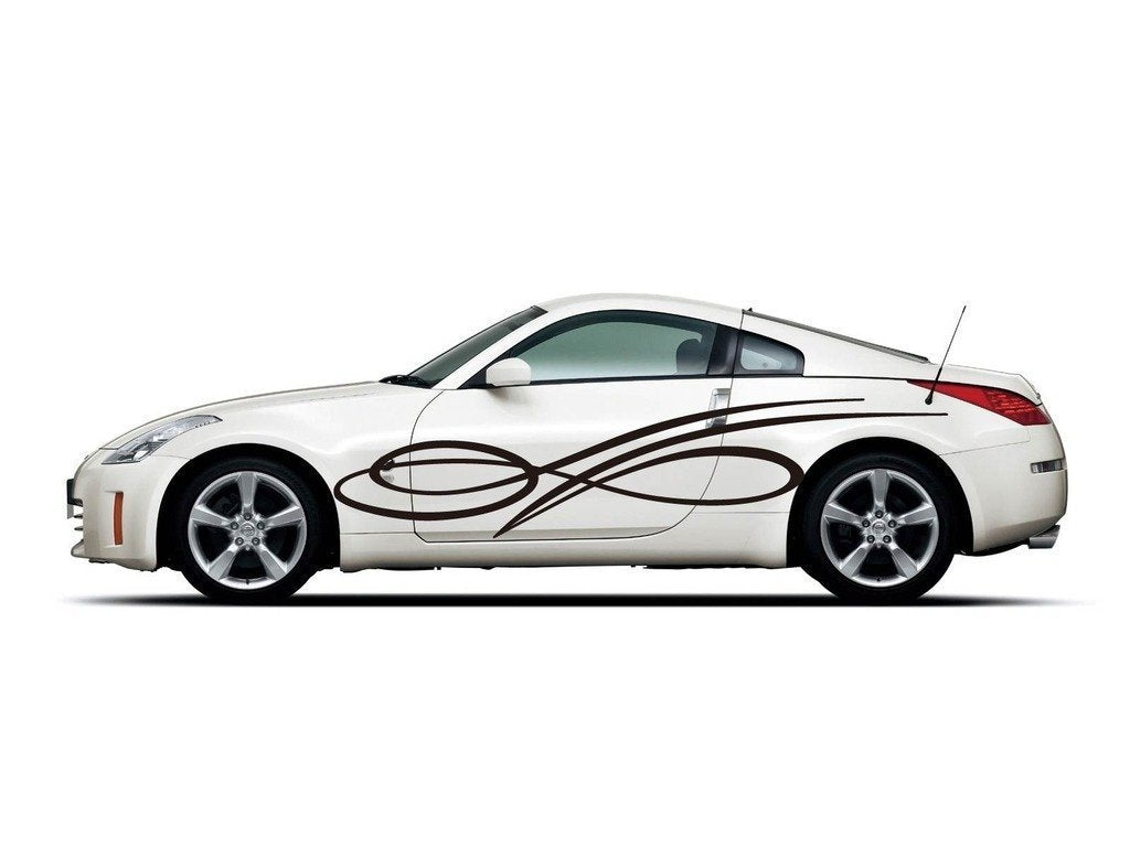 Picniva Looped Pinstripe Vinyl Car Body Side Decals, Two Pack