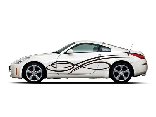 Picniva Looped Pinstripe Vinyl Car Body Side Decals, Two Pack